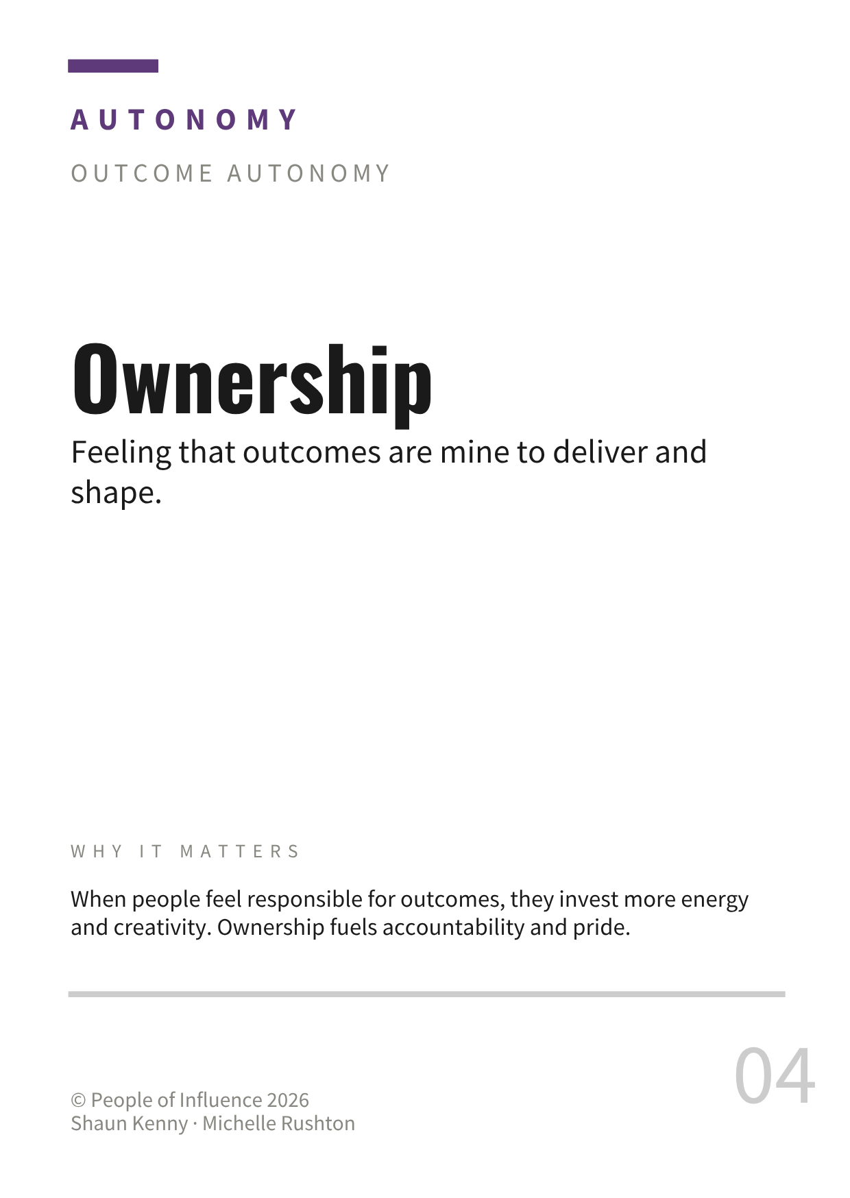 Ownership motivator card